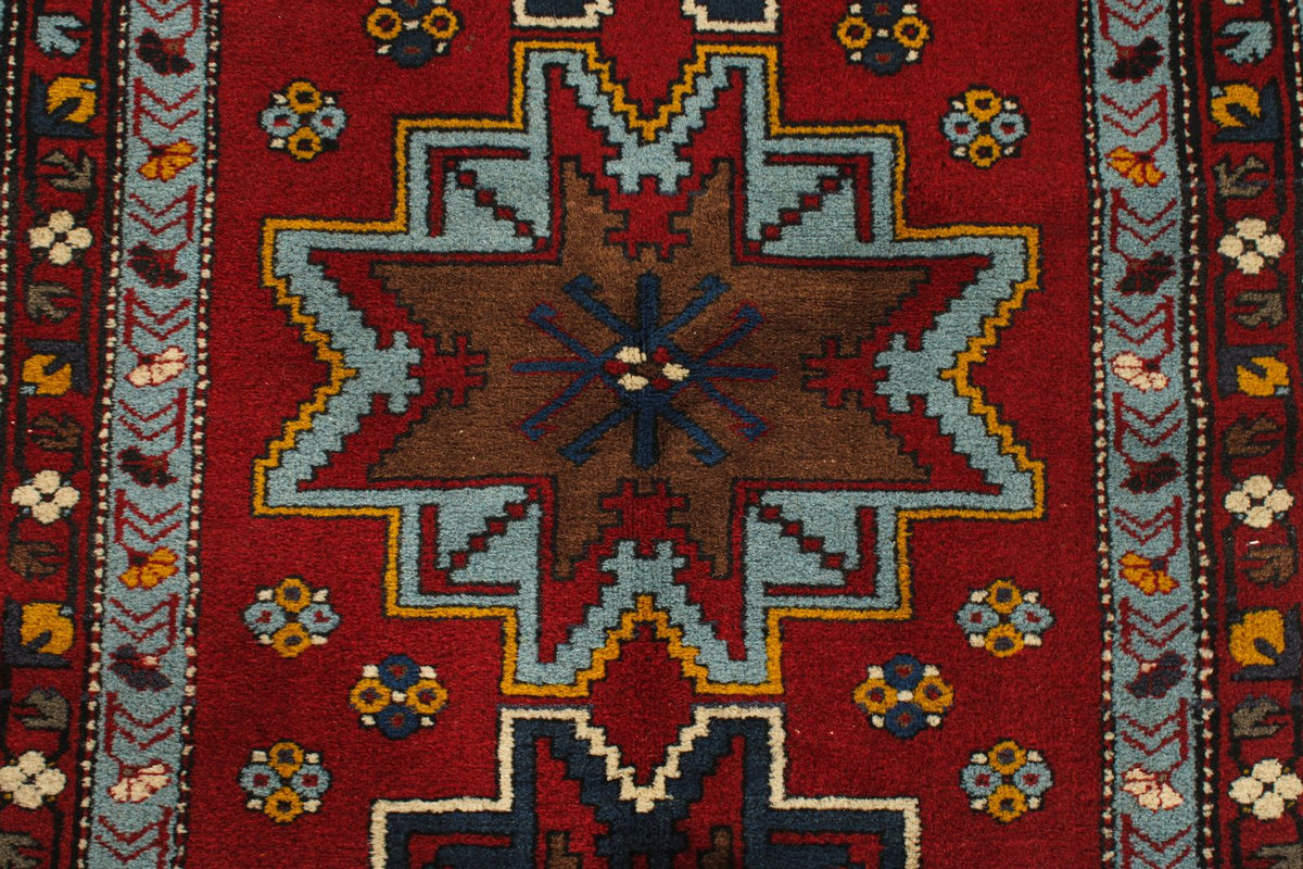 4x6 Red and Blue Kazak Tribal Rug