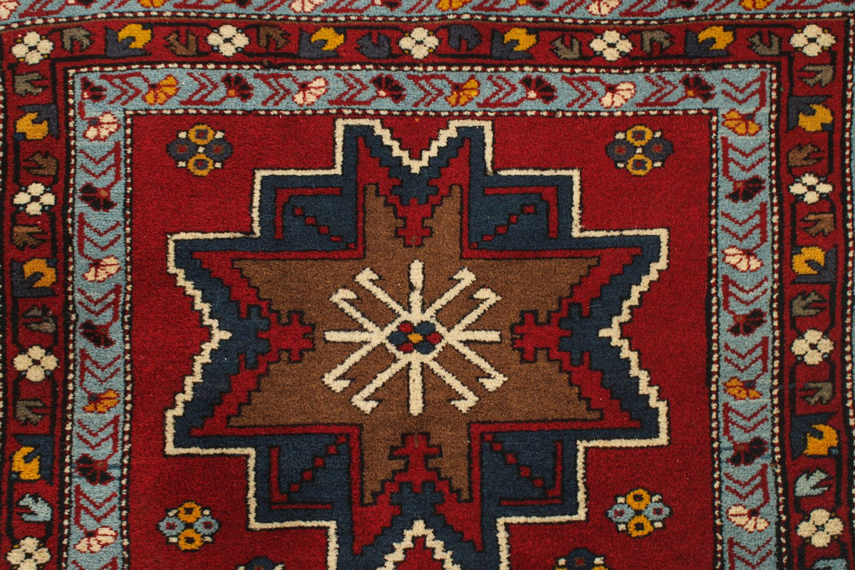 4x6 Red and Blue Kazak Tribal Rug