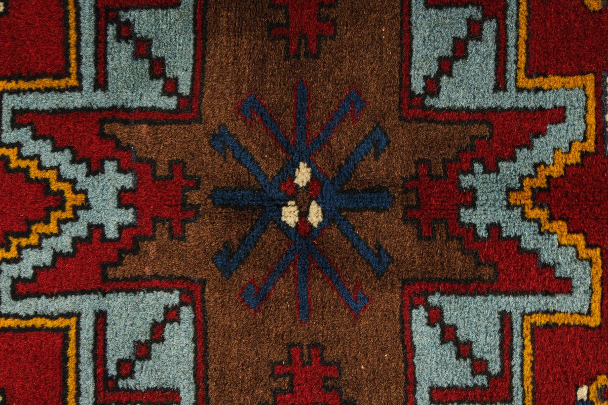 4x6 Red and Blue Kazak Tribal Rug