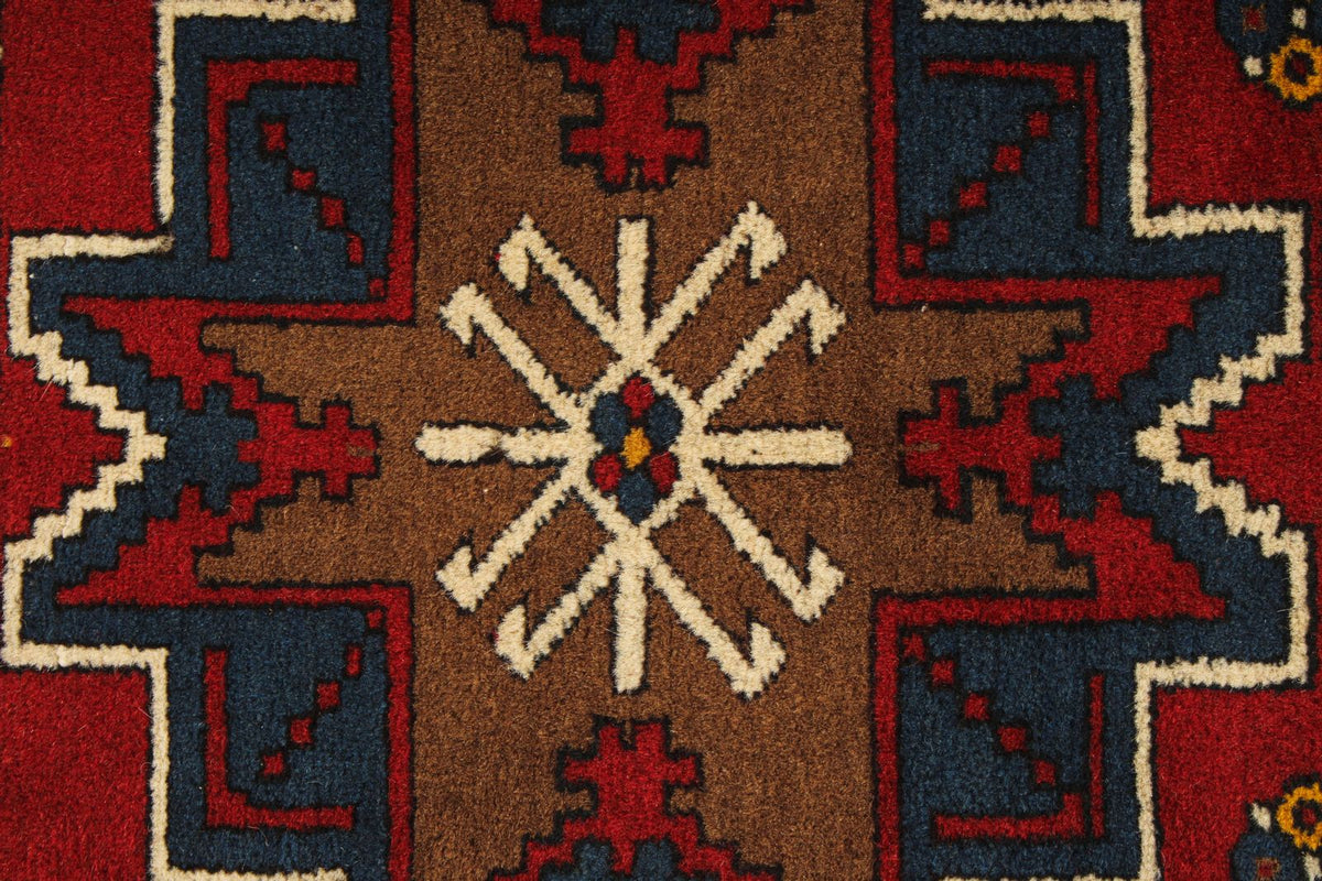 4x6 Red and Blue Kazak Tribal Rug