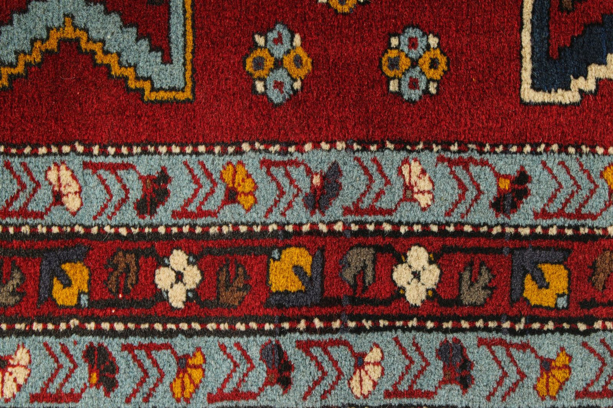 4x6 Red and Blue Kazak Tribal Rug