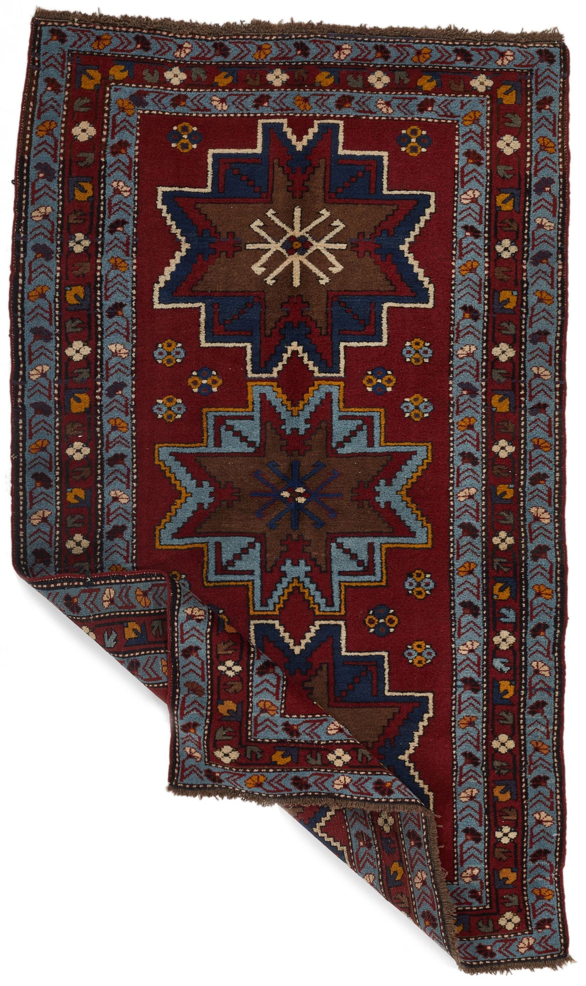 4x6 Red and Blue Kazak Tribal Rug