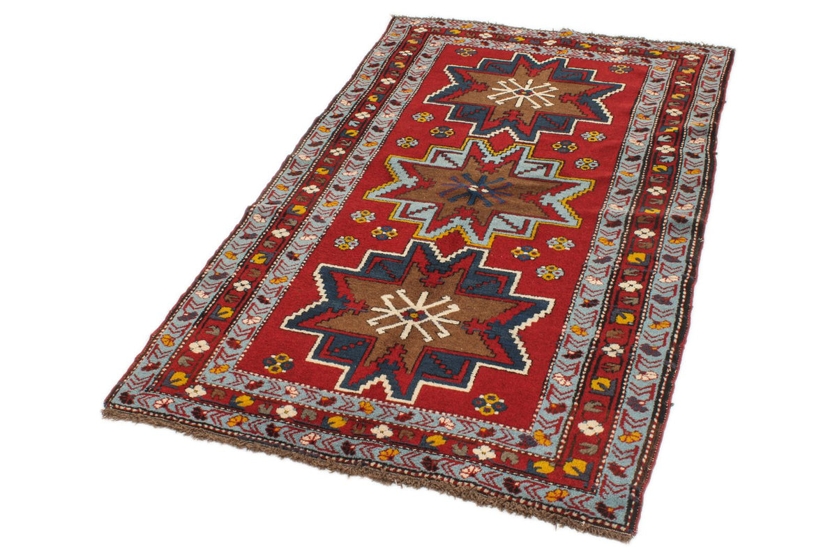 4x6 Red and Blue Kazak Tribal Rug