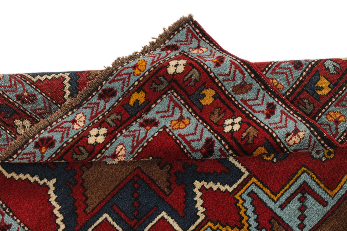 4x6 Red and Blue Kazak Tribal Rug