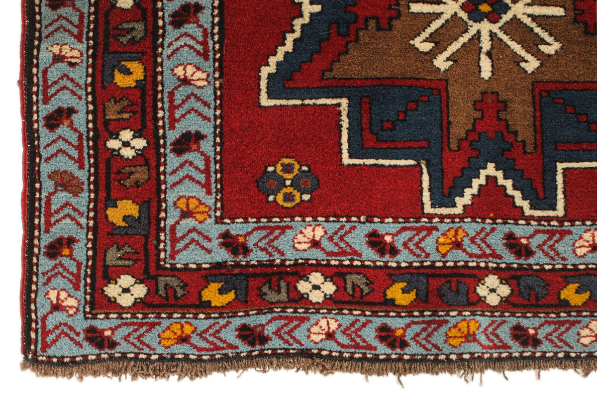 4x6 Red and Blue Kazak Tribal Rug