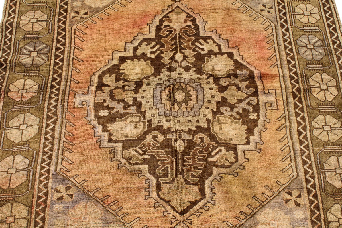 4x6 Rust and Beige Turkish Tribal Rug