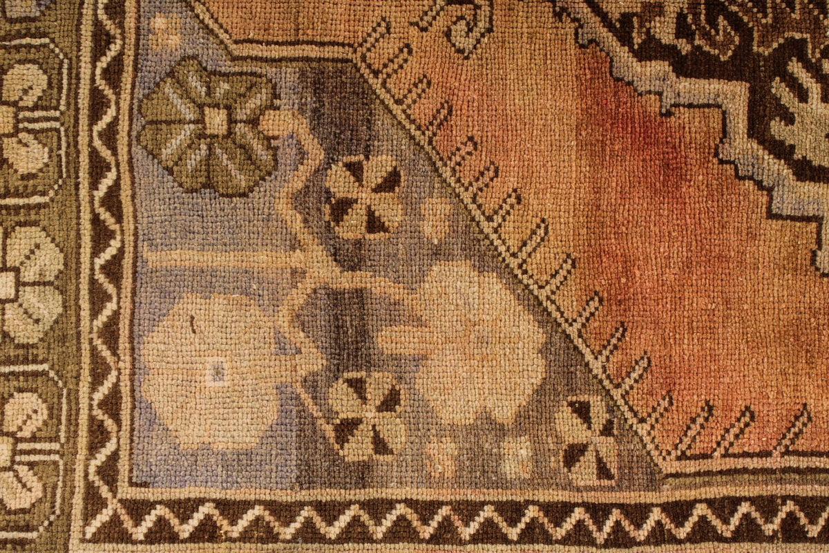4x6 Rust and Beige Turkish Tribal Rug