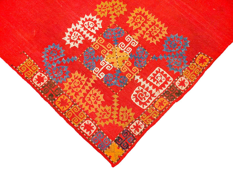 5x5 Handmade Patchwork Vintage Anatolian Handmade Tribal Rug Kilim
