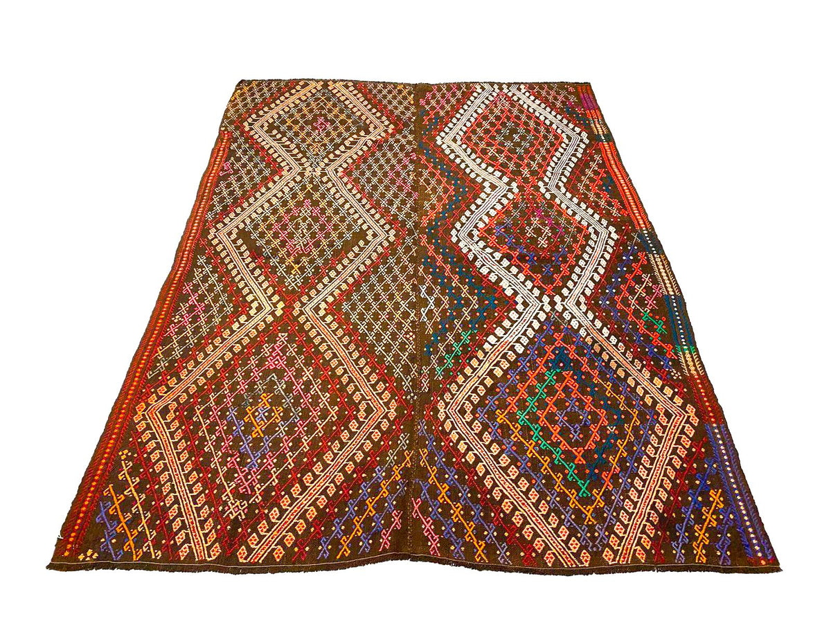 6x8 Handmade Patchwork Vintage Anatolian Handmade Tribal Rug Kilim