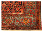 Vintage Handmade 7x13 Navy and Red Anatolian Turkish Oushak Distressed Area Rug