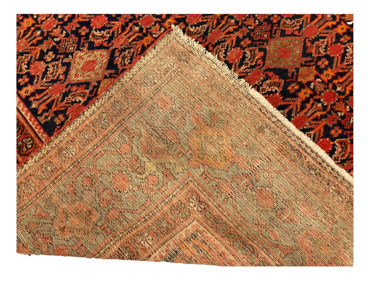 Vintage Handmade 7x13 Navy and Red Anatolian Turkish Oushak Distressed Area Rug