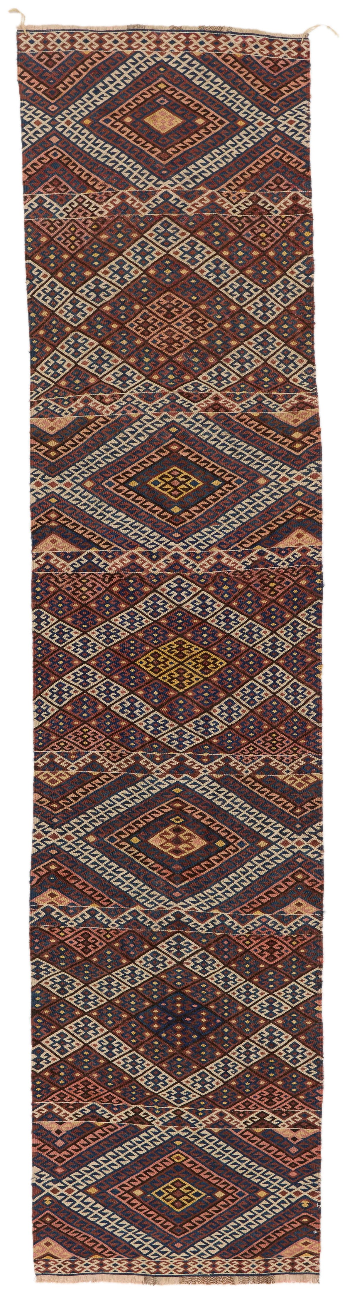 2x11 Brown and Multicolor Turkish Tribal Runner