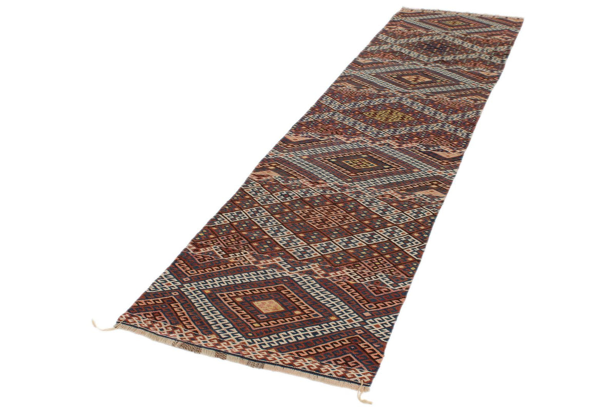 2x11 Brown and Multicolor Turkish Tribal Runner