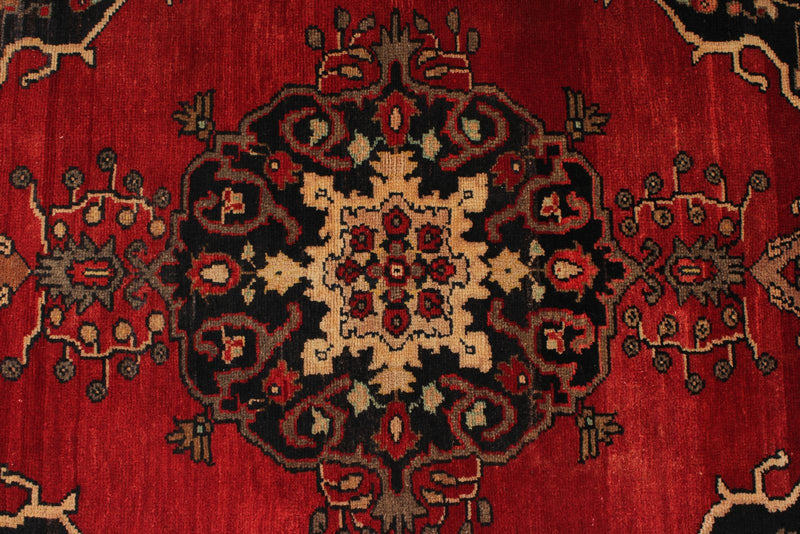 Vintage Handmade 3x6 Red and Brown Anatolian Turkish Tribal Distressed Area Rug
