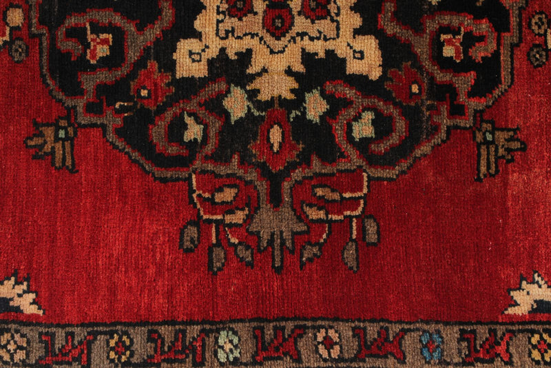 Vintage Handmade 3x6 Red and Brown Anatolian Turkish Tribal Distressed Area Rug