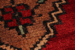 Vintage Handmade 3x6 Red and Brown Anatolian Turkish Tribal Distressed Area Rug