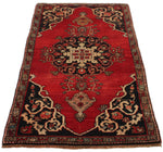 Vintage Handmade 3x6 Red and Brown Anatolian Turkish Tribal Distressed Area Rug
