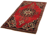 Vintage Handmade 3x6 Red and Brown Anatolian Turkish Tribal Distressed Area Rug