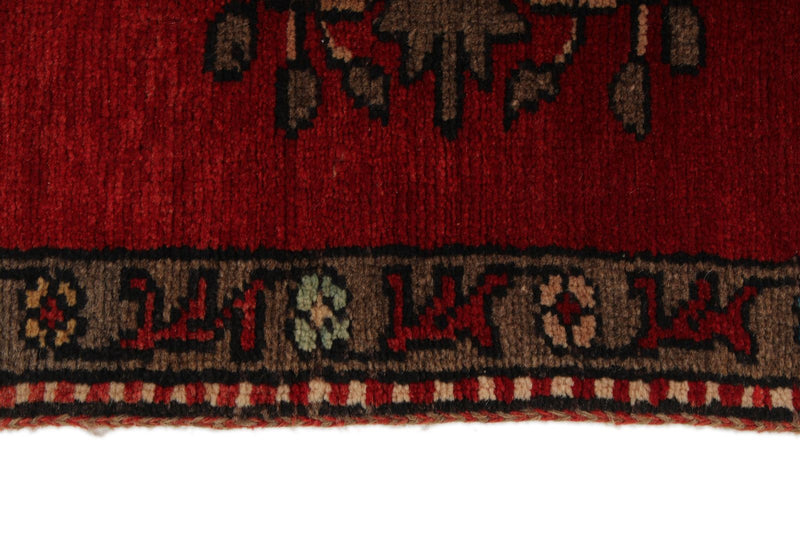 Vintage Handmade 3x6 Red and Brown Anatolian Turkish Tribal Distressed Area Rug
