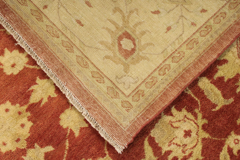 8x10 Beige and Red Turkish Oushak Rug