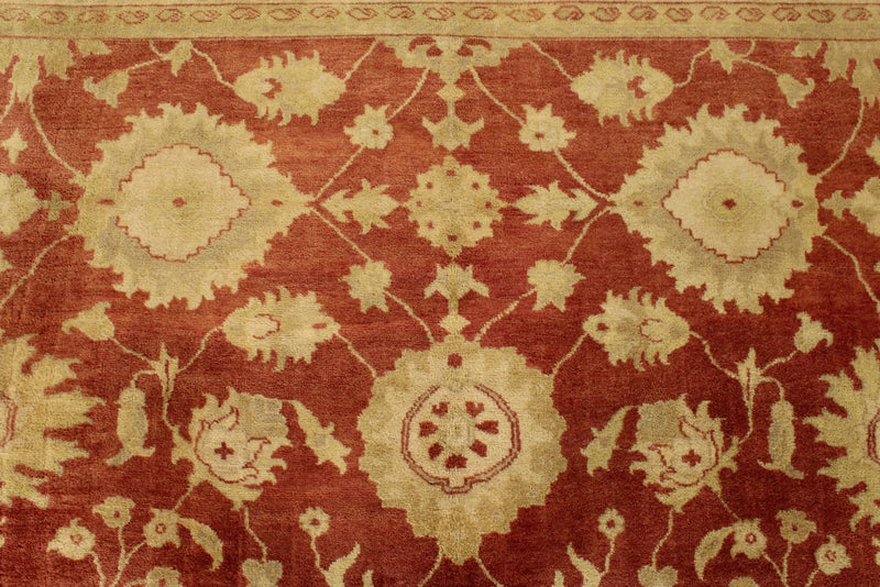 8x10 Beige and Red Turkish Oushak Rug