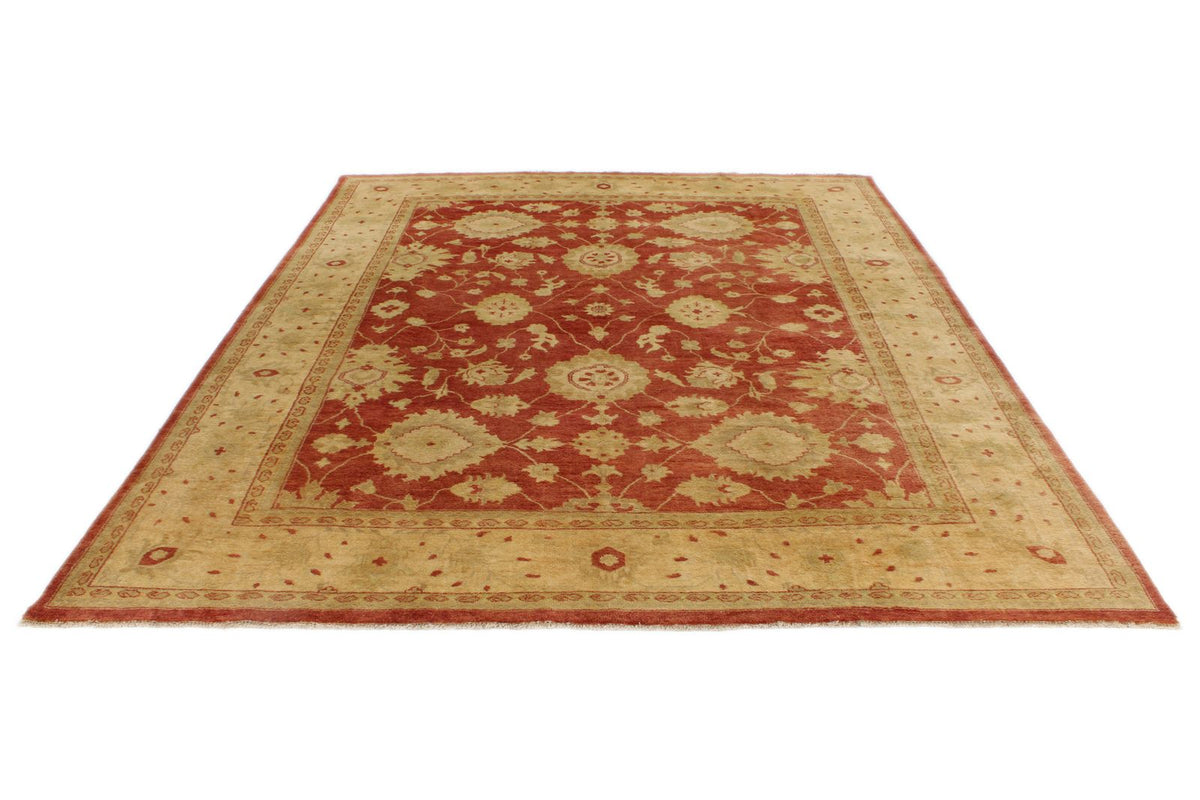 8x10 Beige and Red Turkish Oushak Rug