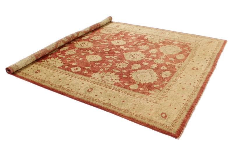 8x10 Beige and Red Turkish Oushak Rug