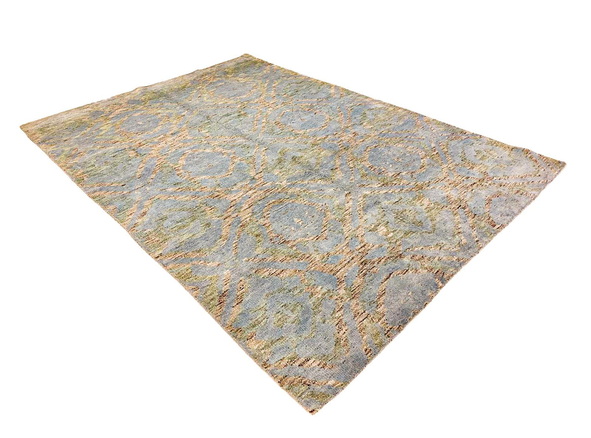 7x10 Blue and Green Modern Contemporary Rug