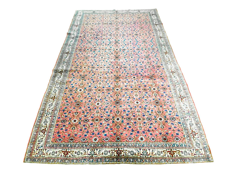 7x10 Ivory and Pink Turkish Traditional Runner