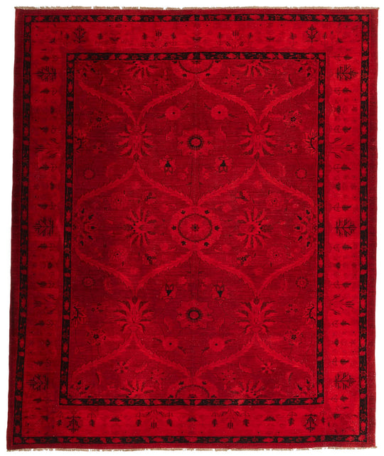 8x10 Red and Navy Turkish Overdyed Rug