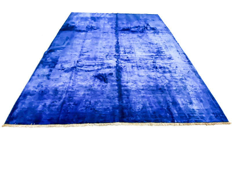 8x10 Navy and Blue Turkish Overdyed Rug