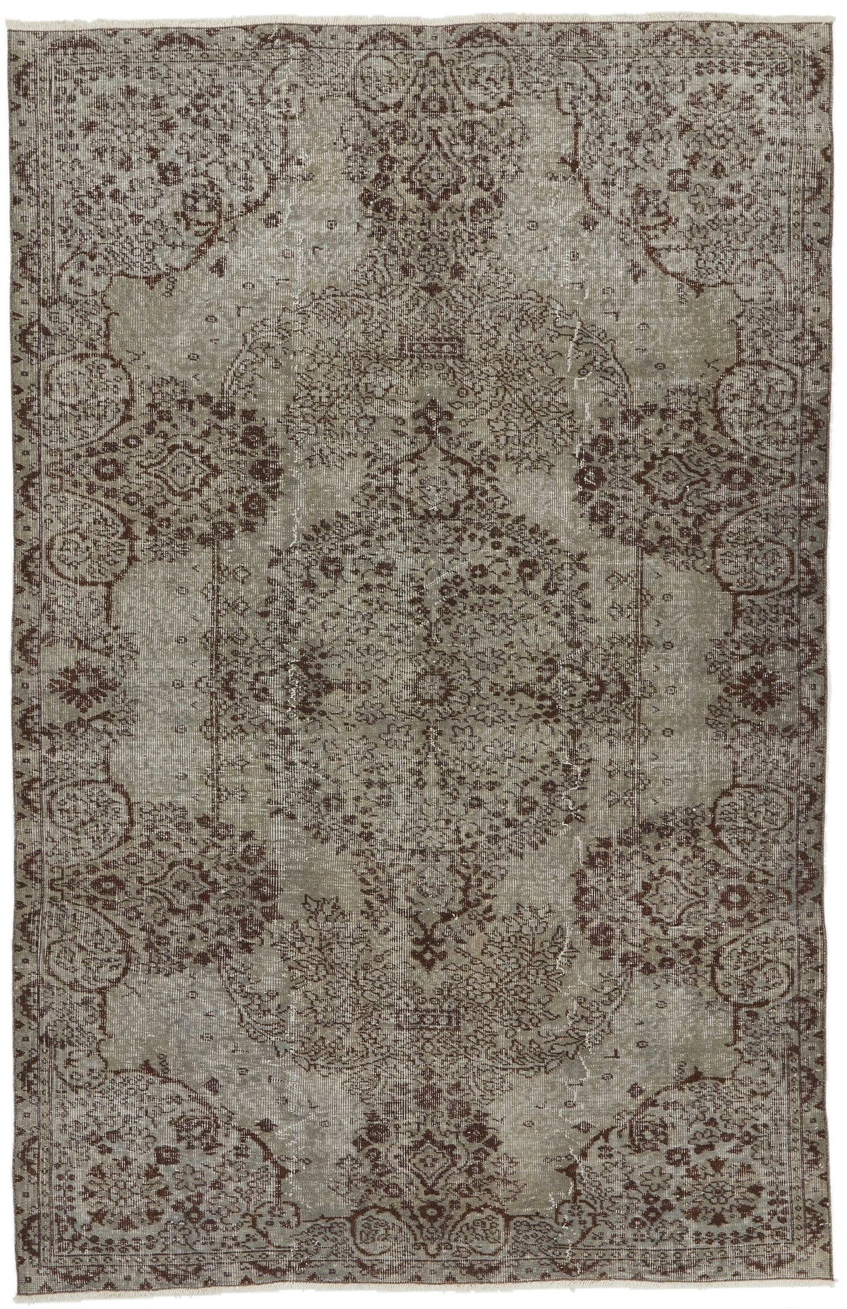 6x9 Gray Turkish Overdyed Rug