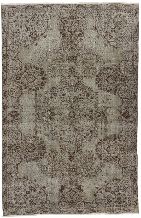6x9 Gray Turkish Overdyed Rug