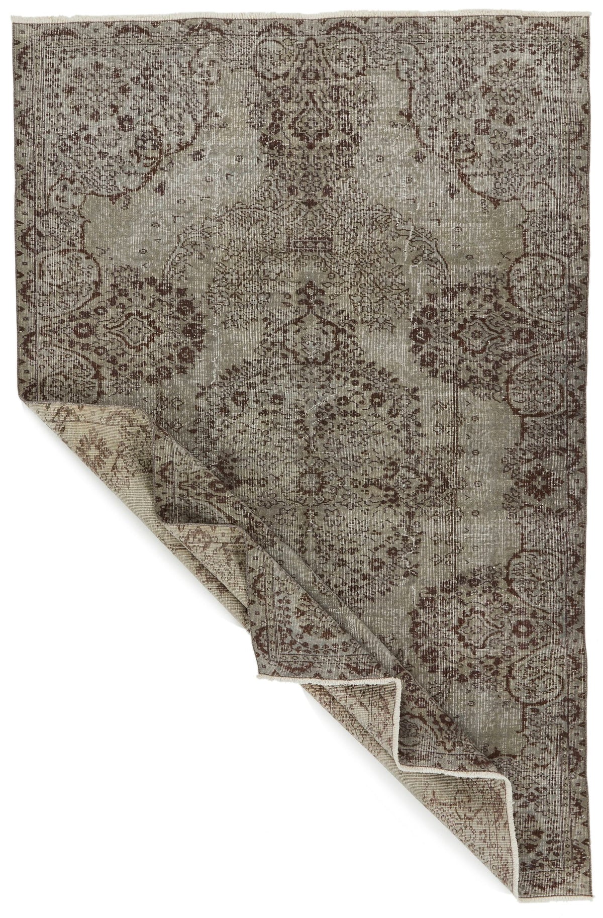 6x9 Gray Turkish Overdyed Rug