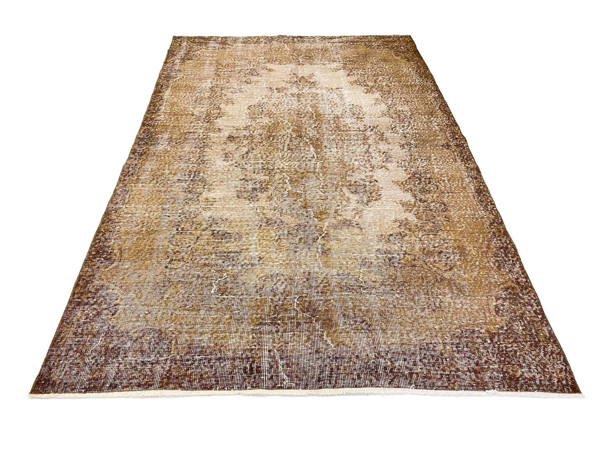 6x9 Beige and Brown Turkish Overdyed Rug