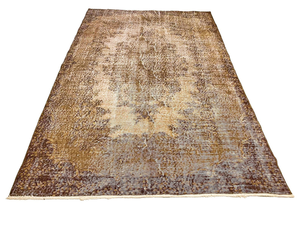6x9 Beige and Brown Turkish Overdyed Rug