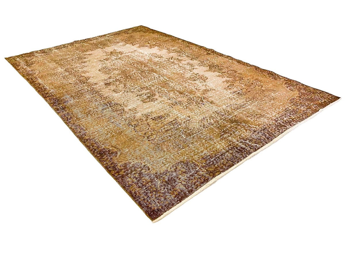 6x9 Beige and Brown Turkish Overdyed Rug