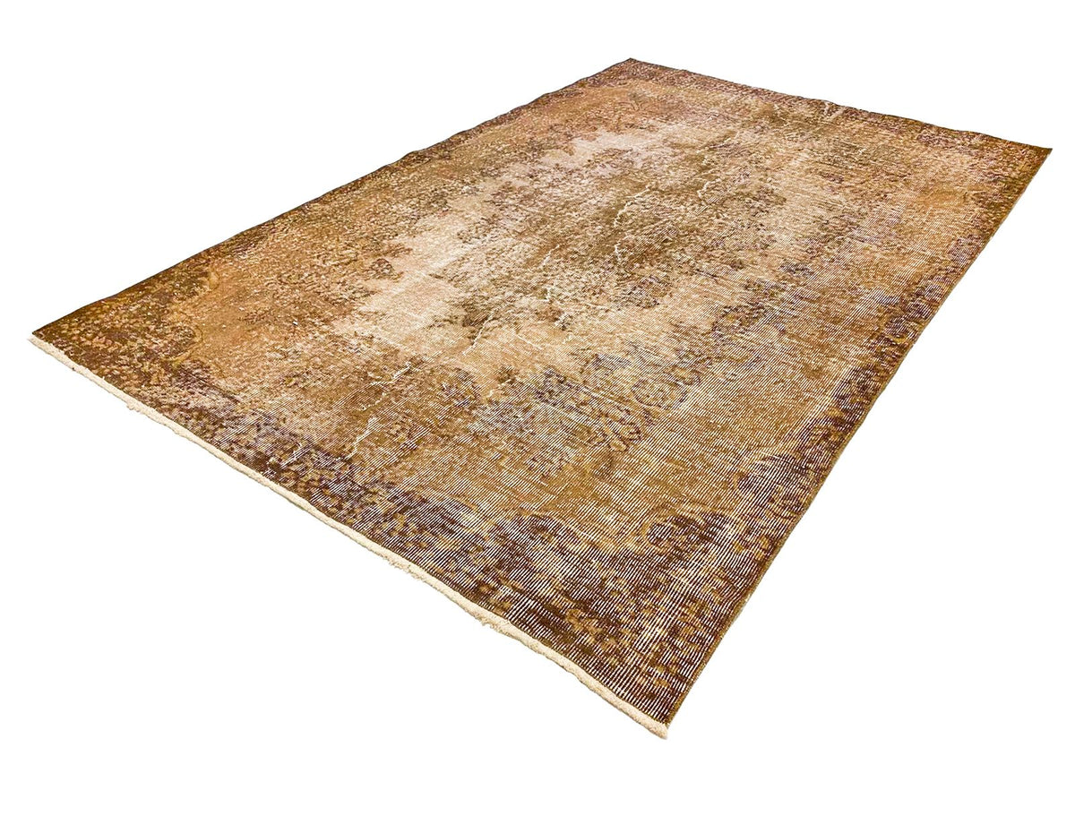 6x9 Beige and Brown Turkish Overdyed Rug