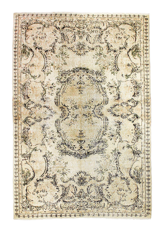 5x7 Beige and Brown Turkish Overdyed Rug