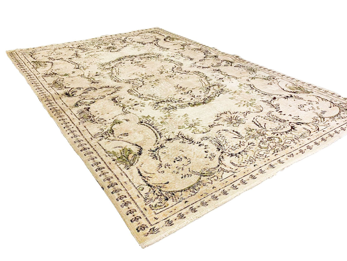 5x7 Beige and Brown Turkish Overdyed Rug