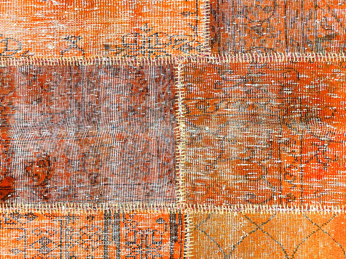 6x10 Orange Turkish Patchwork Rug