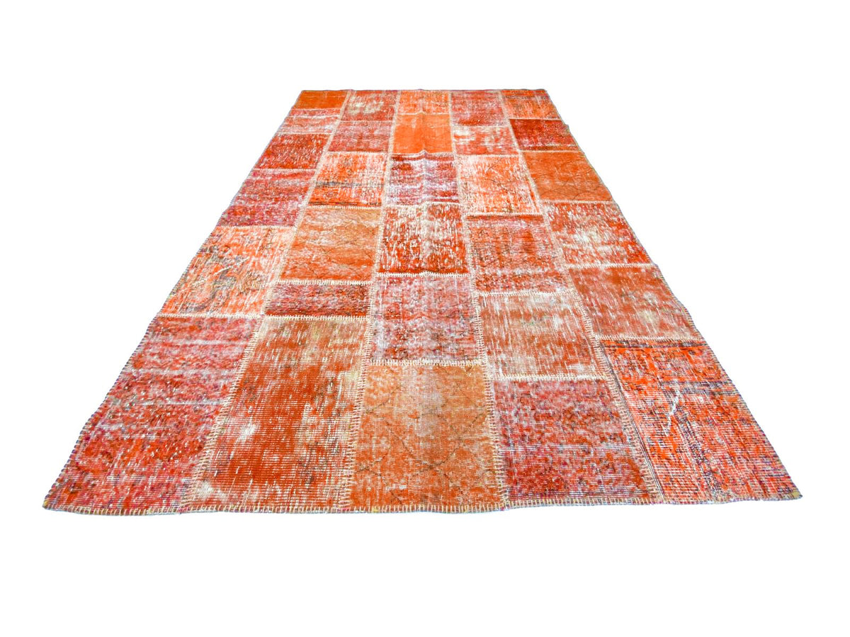 6x10 Orange Turkish Patchwork Rug