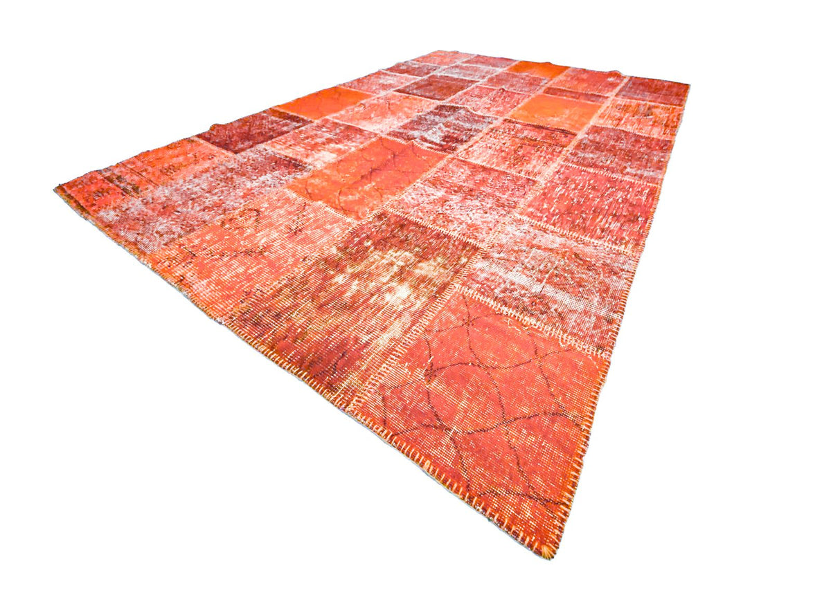 6x10 Orange Turkish Patchwork Rug