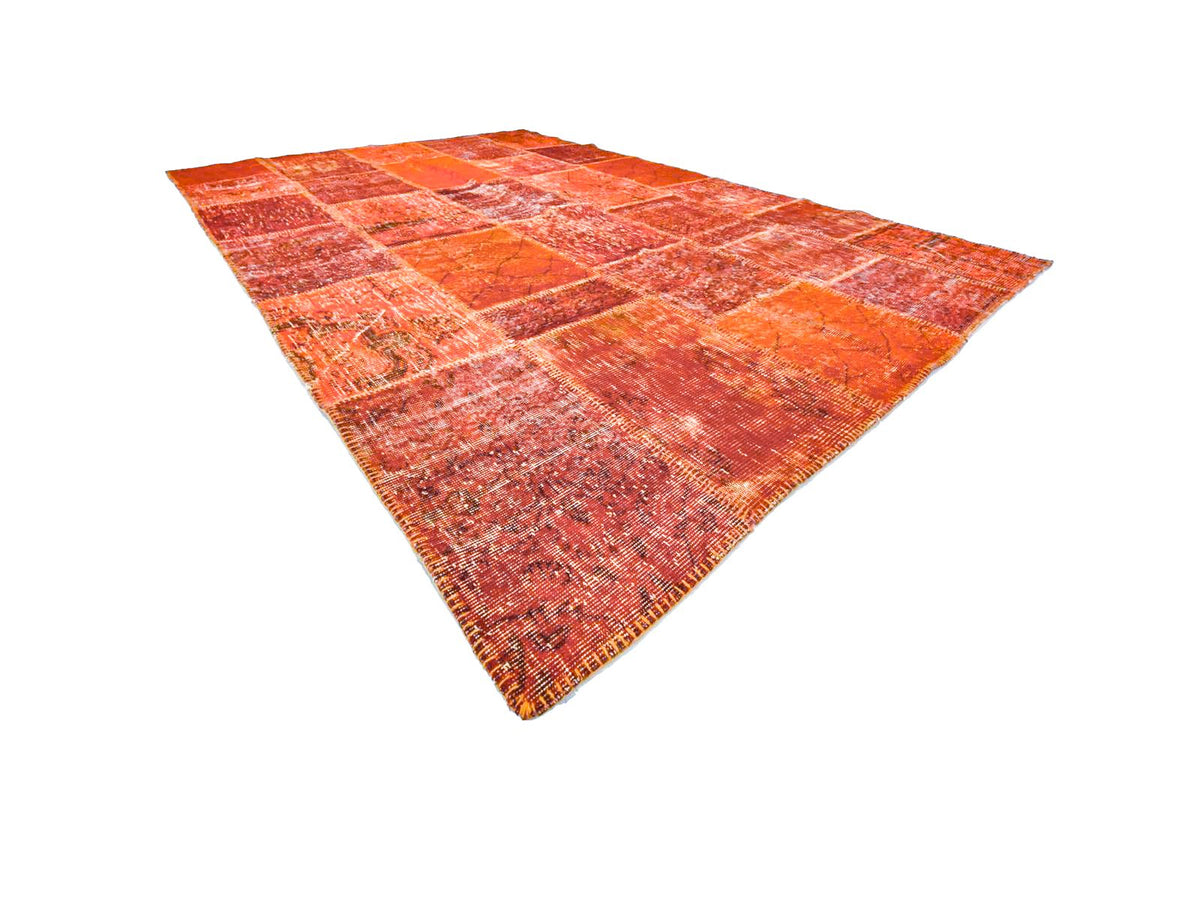 6x10 Orange Turkish Patchwork Rug