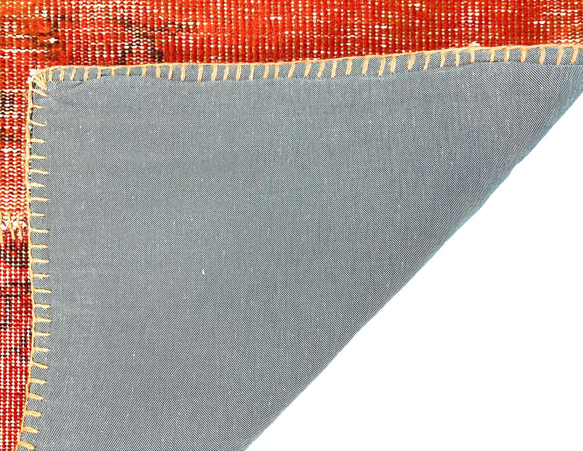 6x10 Orange Turkish Patchwork Rug