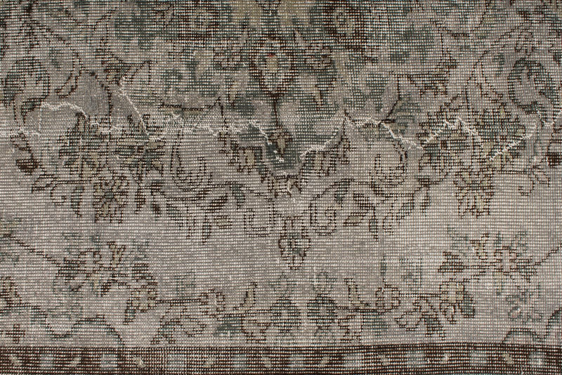 6x10 Gray and Green Turkish Overdyed Rug