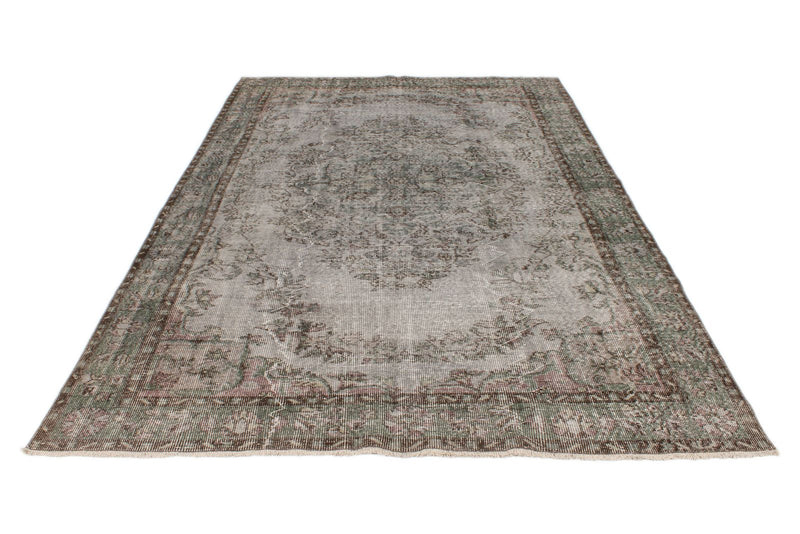 6x10 Gray and Green Turkish Overdyed Rug