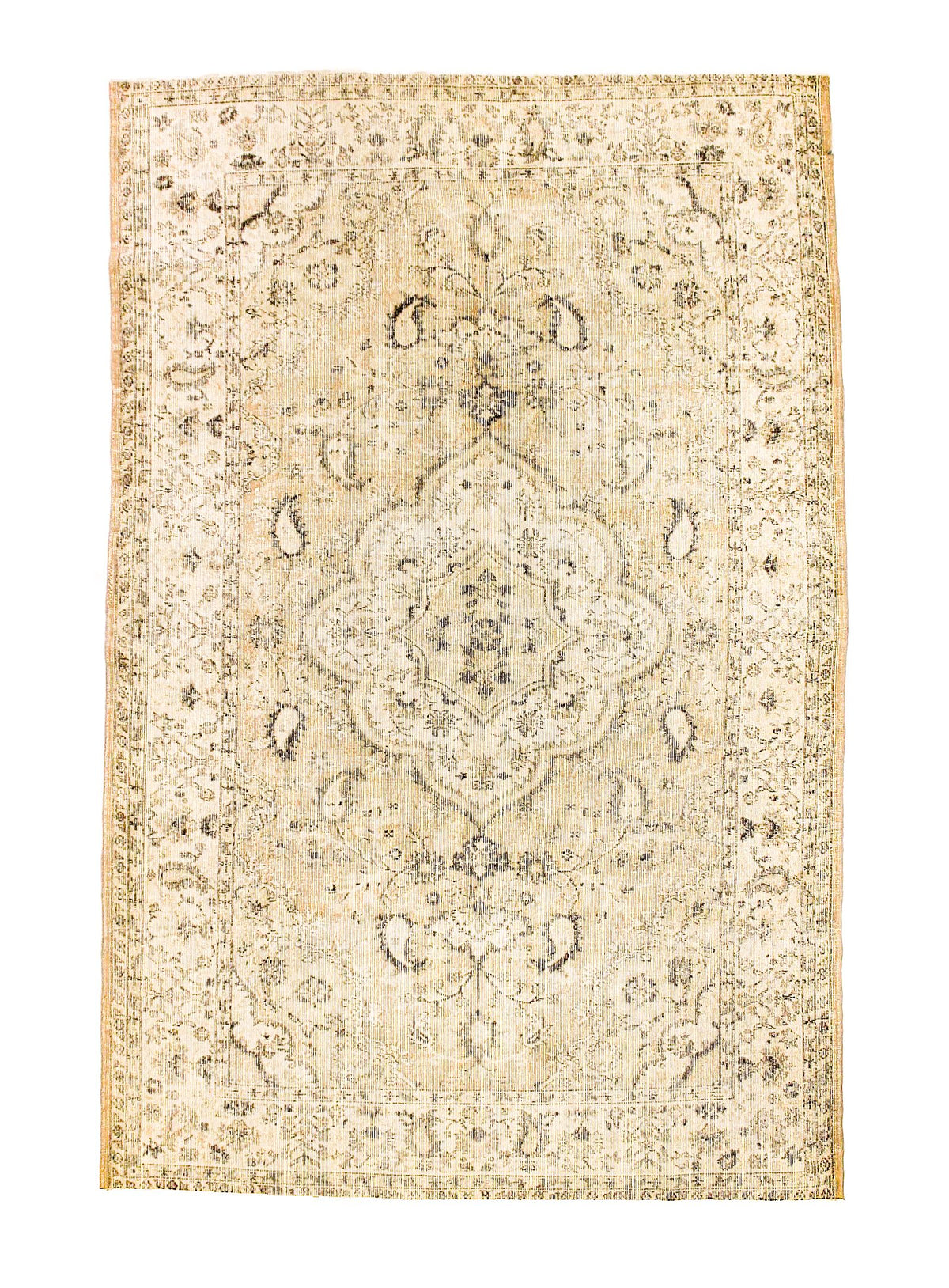 6x10 Beige and Brown Turkish Overdyed Rug