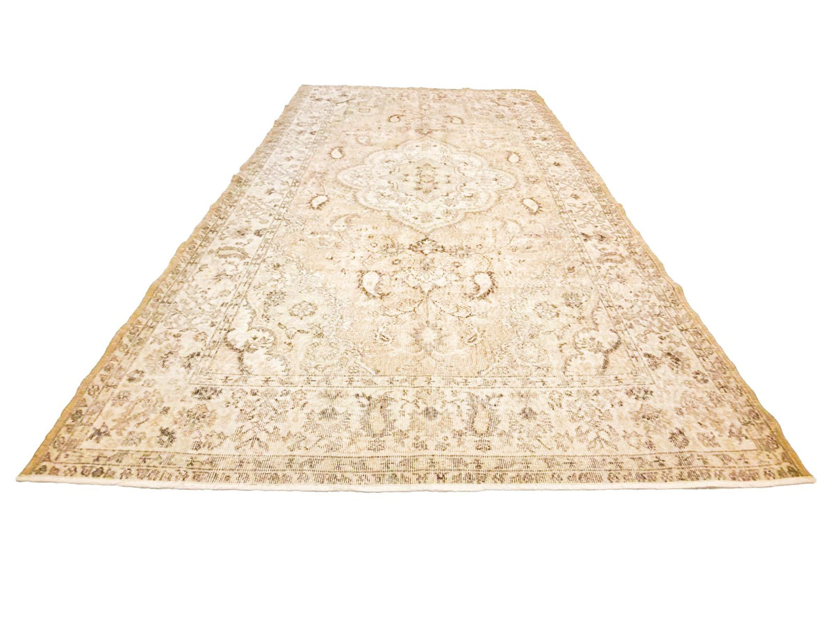 6x10 Beige and Brown Turkish Overdyed Rug