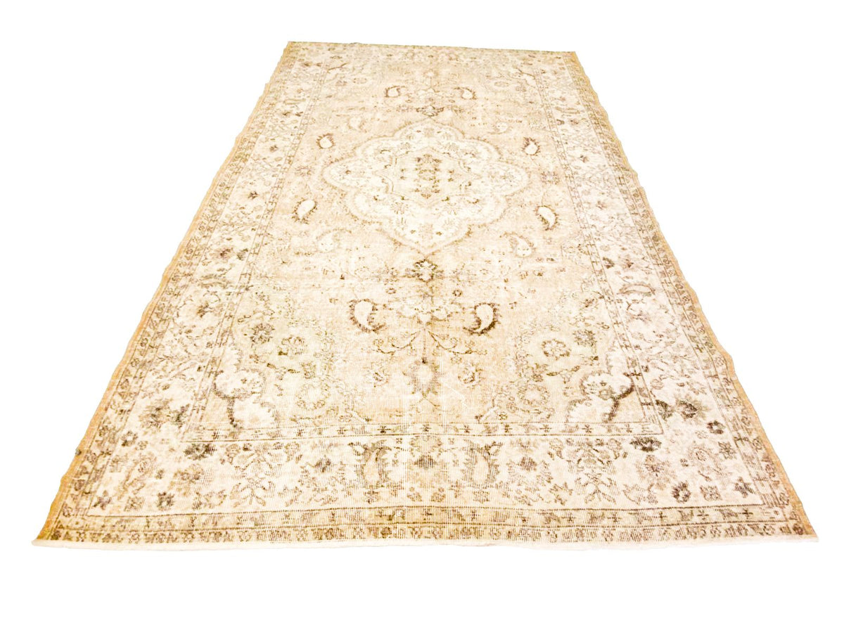6x10 Beige and Brown Turkish Overdyed Rug